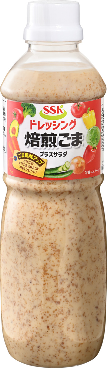 静岡発！エスエスケイフーズのプラスサラダ焙煎ごまドレッシング490ml×12本セット（調味料 料理 野菜 大容量ドレッシング ドレッシングまとめ買い）