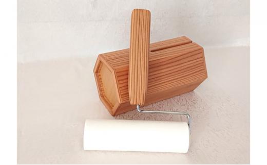 木製ハンドルの粘着ローラー＆木製スタンドセット（3色より選択可能）