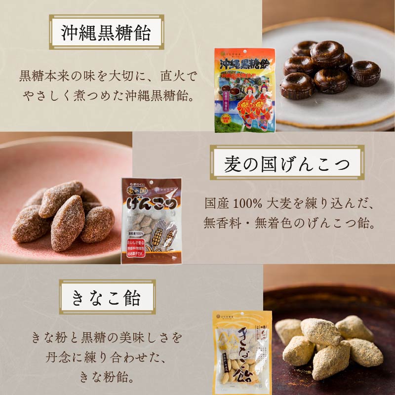 飴 10種 10袋 黒糖 げんこつ きなこ たんきり 氷砂糖 ニッキ 苺 はちみつ みかん 抹茶 酒まんじゅう アメ 個包装 おかし お菓子 おやつ 静岡県 藤枝市 甘信堂製菓