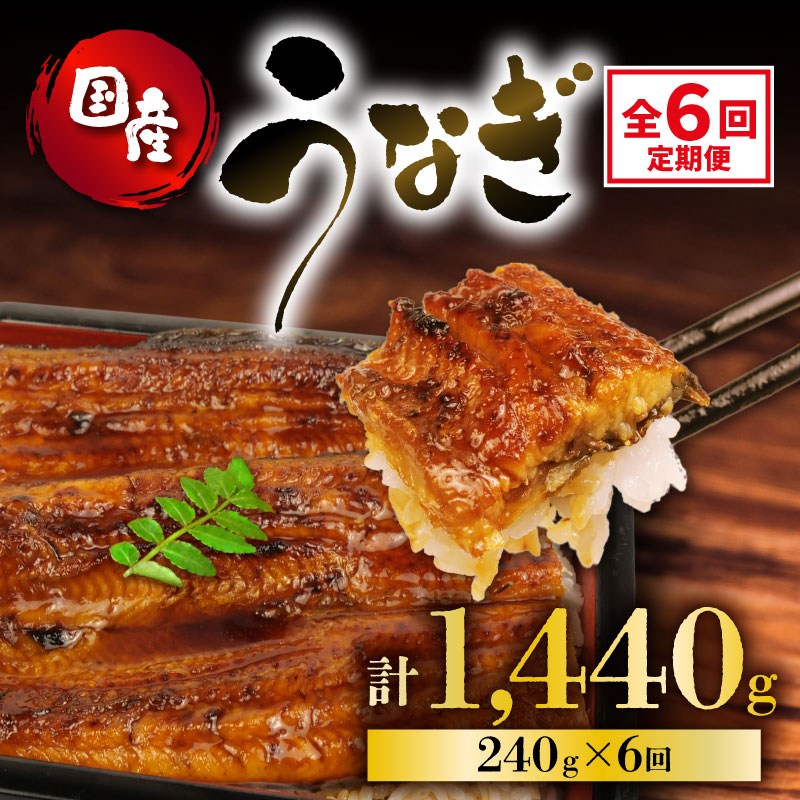 定期便 全6回 うなぎ 国産 蒲焼 120g × 2尾 計1440g 鰻蒲焼 ウナギ JAS認定 土用 丑の日 活鰻 特製無添加たれ 山椒 ギフト 贈答 冷凍 養殖 海鮮 真空パック レンジ 調理 湯煎 まとめ買い 静岡県 藤枝市