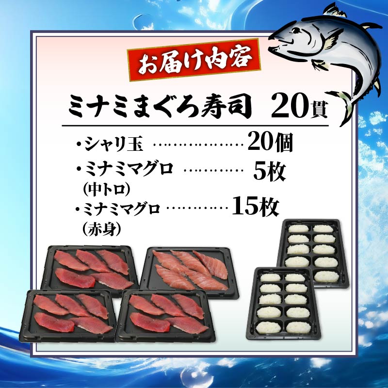 寿司 マグロ 南 まぐろ 20貫 セット 中トロ 5枚 赤身 15枚 ミナミまぐろ 握り 南鮪 南まぐろ ミナミマグロ すし 加納商店 静岡県 藤枝市