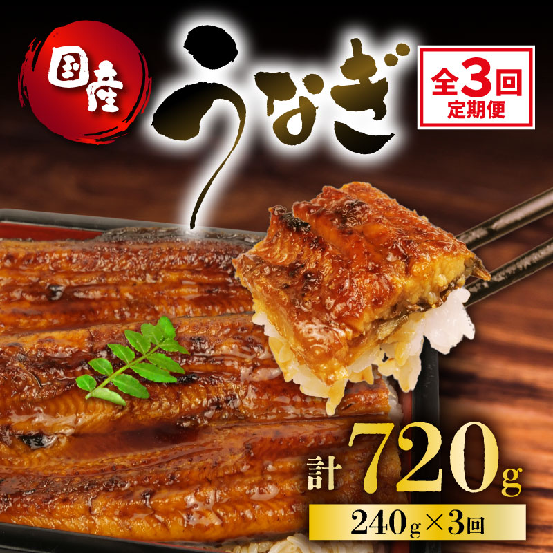 定期便 全3回 うなぎ 国産 蒲焼 120g × 2尾 計720g 鰻蒲焼 ウナギ 土用 丑の日 JAS認定 活鰻 特製無添加たれ 山椒 ギフト 贈答 冷凍 養殖 海鮮 真空パック レンジ 調理 湯煎 まとめ買い 静岡県 藤枝 ふるさと人気