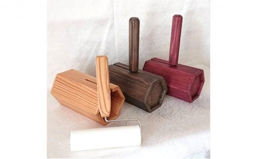 木製ハンドルの粘着ローラー＆木製スタンドセット（3色より選択可能）