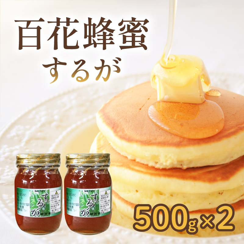 はちみつ 百花蜜 500g × 2本 計 1kg するがはちみつ 蜂蜜 ハニー 国産 ハチミツ 健康 化粧箱入 贈答用 プレゼント パン ジャム 朝食 静岡県 藤枝市