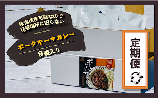 【3ケ月定期便！】富士山麓ポークキーマカレー　3ケ月間お届け〈180g×9食/1ヶ月〉×3｜レトルトカレー レトルト 定期購入 常温保存 ローリングストック 非常食 保存食 ポークキーマカレー カレー