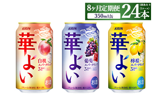 【定期便8ヶ月】キリン 華よいスパークリング3種セット 350ml×24本（3種×8本)