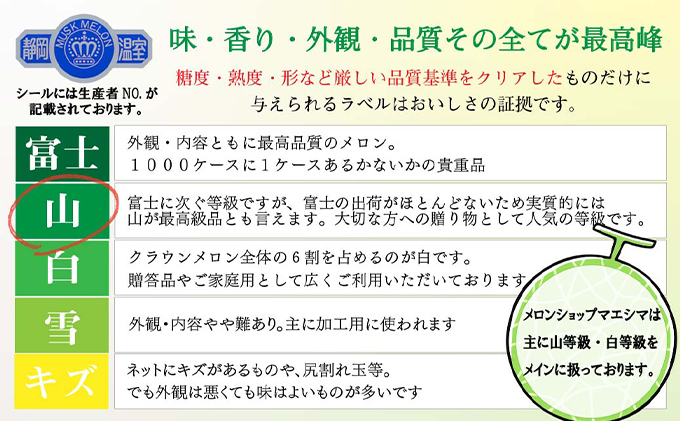 クラウンメロン【上（山等級）】中玉（1.3kg前後）2玉入り人気 厳選 ギフト 贈り物 デザート グルメ 果物 袋井市 果物類 メロン青肉 フルーツ 