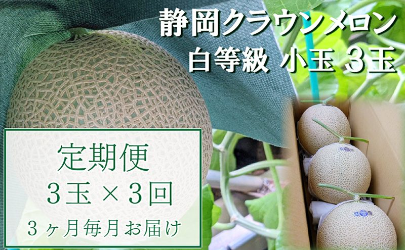 【3か月定期便】クラウンメロン【並(白等級)】小玉(1.1kg前後)3玉入り 果物 メロン青肉 フルーツ デザート 高級メロンブランド 高級メロン ブランドメロン 