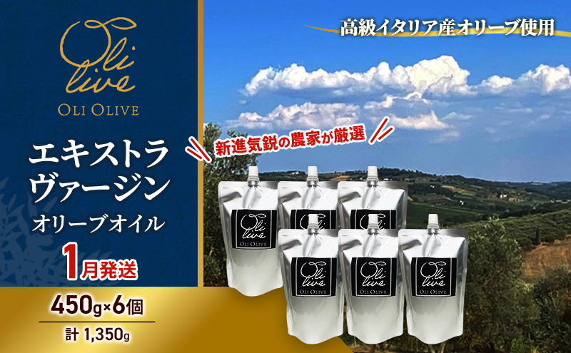 【受賞農家が選出】 高級イタリア産 エキストラ・ヴァージン・オリーブオイル 450g×6個【2025年1月より順次発送】
