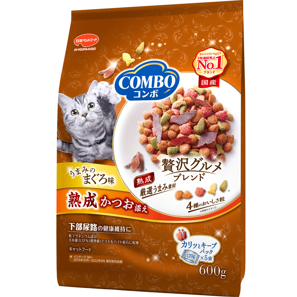 コンボ キャット まぐろ味・熟成かつお添え 600g ｘ12(ケース単位) キャットフード