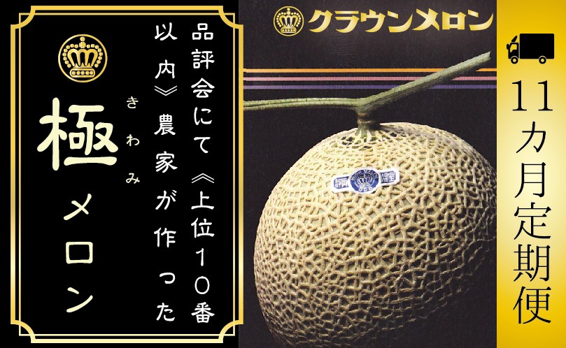 【11ヶ月定期便】『クラウンメロン ”極メロン” 1玉 』 　果物 フルーツ デザート メロン マスクメロン 青肉 高級 ギフト 贈り物 静岡県産 袋井市