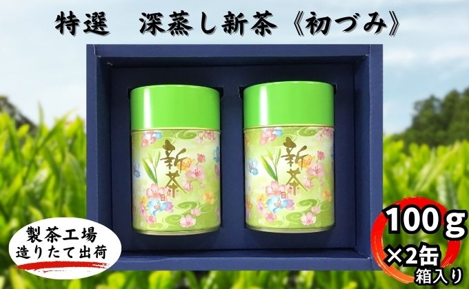 深蒸し新茶《初づみ》箱入（100g×2缶）