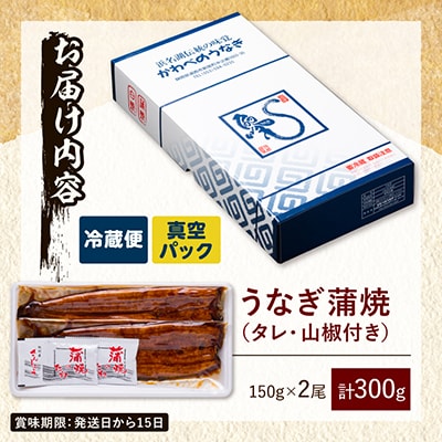 【産地直送】浜名湖産　うなぎ蒲焼 約150g×2尾[かわべのうなぎ]【配送不可地域：離島】【1389386】