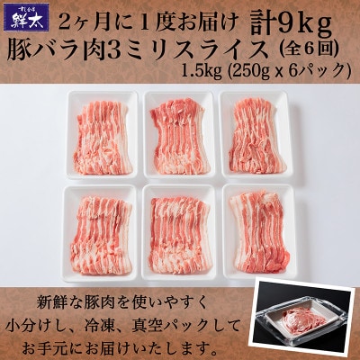 【2ヵ月毎定期便】湖西市産ブランド豚「ふじのくに夢ハーブ豚」バラ肉3mmスライス 1.5kg全6回【配送不可地域：離島】【4064591】