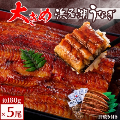 食品添加物不使用の浜名湖うなぎ　長蒲焼5尾(約180g×5)大きなうなぎで脂ノリノリです!肝焼き付【配送不可地域：離島】【1473248】