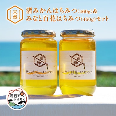 浜名湖ほとりで採れた天然はちみつ 渚みかんはちみつ・みなと百花はちみつ 各460g 2本セット【1394028】