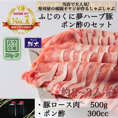 湖西市産ブランド豚「ふじのくに夢ハーブ豚」しゃぶしゃぶ用ロース肉(500g)と手作りポン酢のセット【配送不可地域：離島】【1497516】