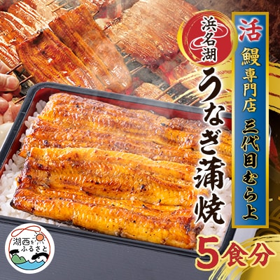 三代目むら上の職人手焼　浜名湖産鰻蒲焼120g(5枚)　たれ・山椒付き【配送不可地域：離島】【1403770】