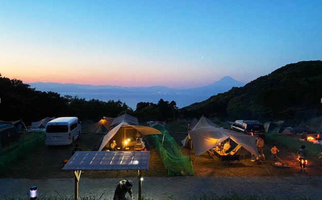 【伊豆キャンファーム】オートサイト利用補助券9,000円分｜富士山と海が見える絶景のロケーション！静岡県、西伊豆の土肥のキャンプ場