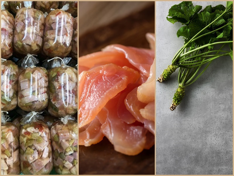 天城軍鶏 一羽 まるまる セット(天城軍鶏1羽分・生わさび 1本・完全天日塩 50g・生ハム 80g・シンケンアスピック 200g)[静岡県 伊豆市 肉 鶏肉 贅沢 静岡県 伊豆市 天城軍鶏 とり 鶏肉 肉 人気 加工品 アソート 天城 鶏 ワンランク 晩酌 おつまみ お酒 お供 名産品 わさび 旨み シンケンアスピック 生ハム ラーメン 鶏がらスープ 部位 贅沢] 037-002