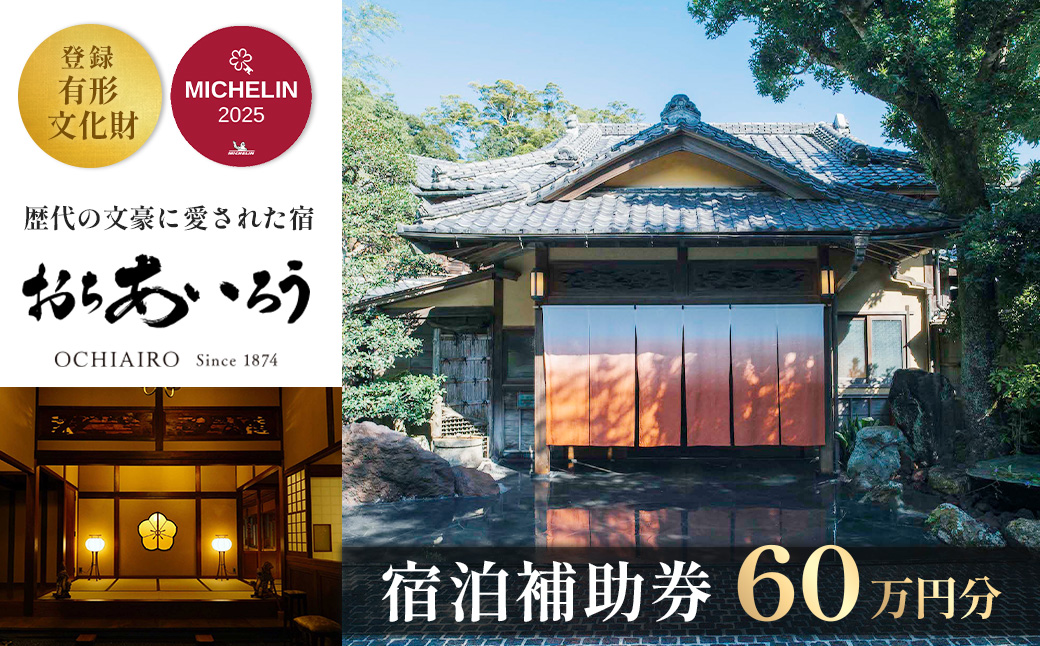 【湯ヶ島温泉 おちあいろう 】宿泊補助券600,000円分【静岡県 伊豆市 温泉 温泉宿 宿泊券 宿泊 旅行 旅行クーポン 商品券 静岡 伊豆 リゾート 行楽 保養 登録文化財 歴史 旅館 温泉宿 温泉旅館 宿 高級 老舗 贅沢 特別 記念 お祝い サウナ ととのう 食事 付 会席料理 露天風呂 露天 貸切 洞窟風呂 洞窟　文豪 】
