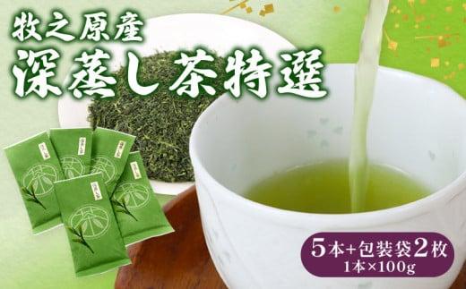 137-1 深蒸し茶 特選5本+包装袋2枚 お茶 茶 緑茶 煎茶 茶葉 日用品 日常品 一服 ひといき 静岡県 牧之原市 マルイ伊藤製茶