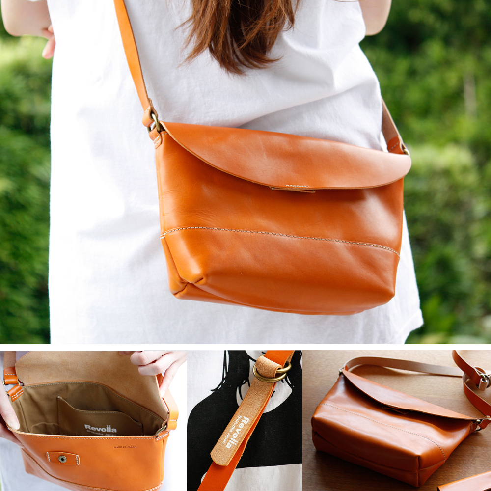 005-105　【ブラウン】職人仕上げ 牛革 本革 ショルダーバッグ 男女兼用 日本製 レザー バッグ 鞄 かばん カバン 斜めがけ 肩掛け ユニセックス メンズ レディース 国産 高品質 ハンドメイド 手作り 軽量 シンプル 通勤 通学 旅行 お出かけ プレゼント ギフト 牧之原市 静岡県