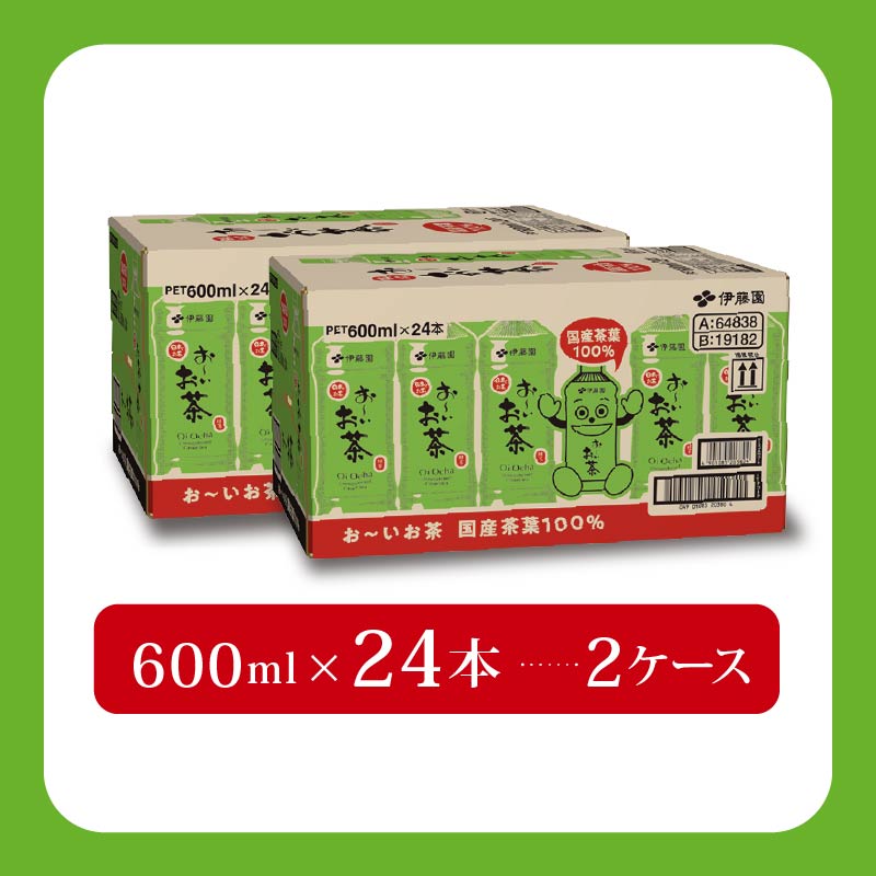 131-37 おーいお茶 緑茶 計 48本 600mL × 24本 2ケース 防災備蓄 茶 ペットボトル 飲料 伊藤園