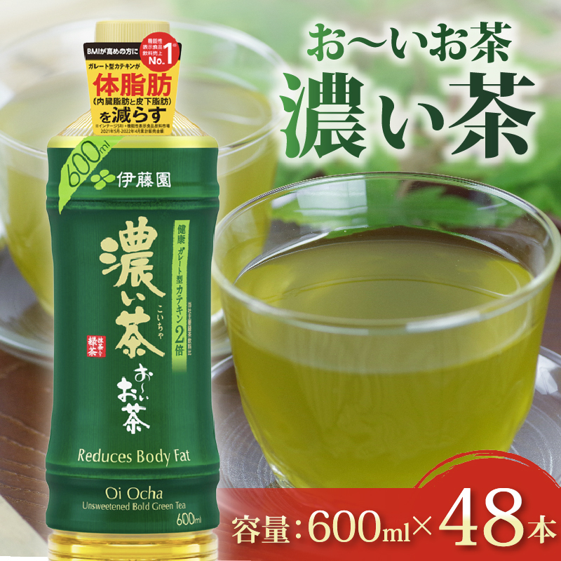 131-41 おーいお茶 濃い茶 計48本 600mL × 24本 2ケース お届け 防災備蓄 茶 ペットボトル 飲料 緑茶 機能性表示食品 伊藤園
