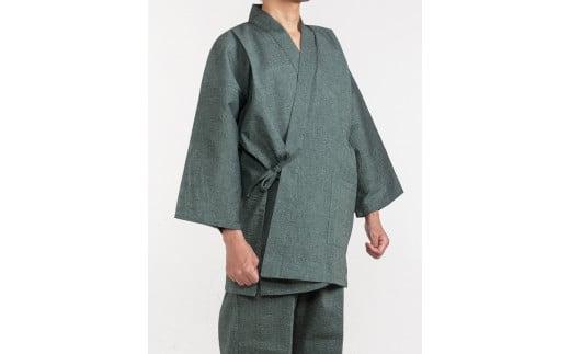 061-10　【濃紺・LLサイズ】織り・縫製　地元遠州製　しじら織り（無地）作務衣