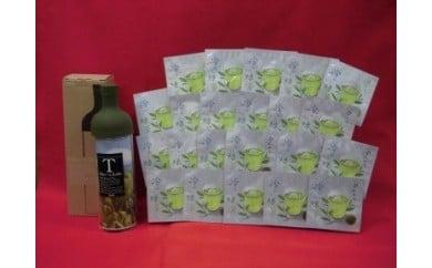 087-3　茶葉で簡単おいしい水出し茶を！フィルターインボトルと一煎茶のセット