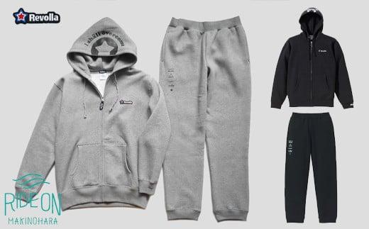 005-118　【ブラック・XL】ふっくら暖かいジップパーカー＆パンツ　男女兼用