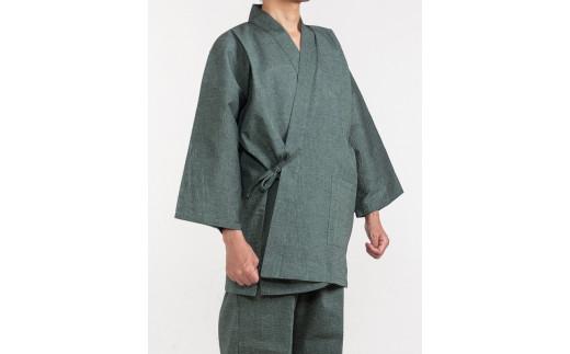 061-10　【鉄紺・LLサイズ】織り・縫製　地元遠州製　しじら織り（無地）作務衣