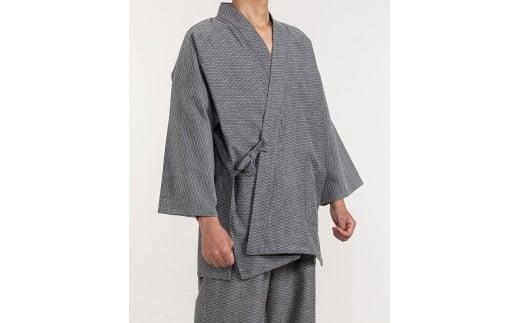 061-28　【鼠・LLサイズ】織り・縫製　地元遠州製　菱織作務衣