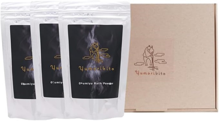 【ギフト】ゆもりびと 温泉の素 粉末入浴剤 3個セット 1183 ／ 保湿美肌名湯 伊豆玉翠監修 計量容器付