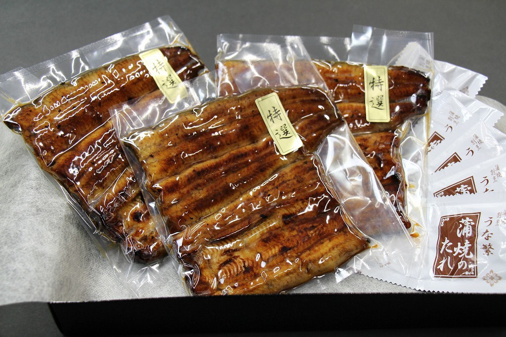【定期便】全12回コース　蒲焼割烹うな繁　特選国産うなぎ蒲焼真空パック３人前