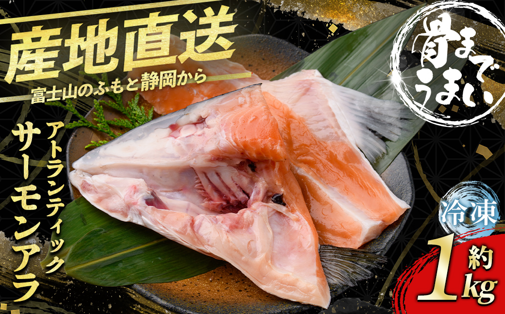 静岡県小山町産 国産 アトランティックサーモン アラ 【 冷凍 】4パック（約1kg） カブト 富士山 鮮魚