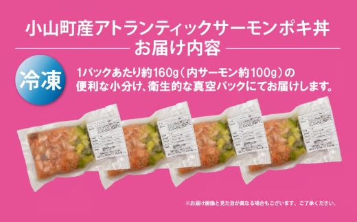 日本初 完全陸上養殖 静岡県小山町産 アトランティックサーモン 冷凍 ポキ丼 （ 約160g × 4パック ）塩麴たれ