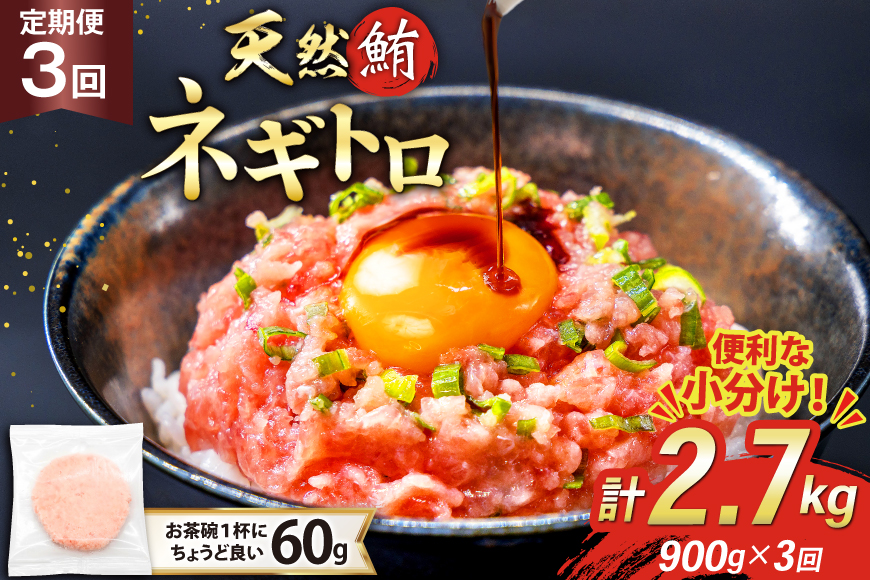 3回 定期便 天然 マグロ ネギトロ まぐろたたき 冷凍 60g 15個 計900g [トライ産業 静岡県 吉田町 22424392] 小分け 個包装 まぐろのたたき 鮪 まぐろ ネギトロ丼 ねぎとろ マグロたたき