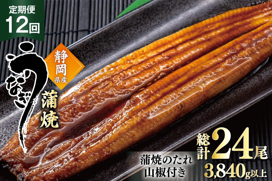 うなぎ 国産 蒲焼 定期便 160g程度 2尾 12回 総計24尾 3.84kg以上 タレ山椒付き 真空パック 個包装 [駿河淡水 静岡県 吉田町 22424511] 静岡県産 静岡 鰻 ウナギ うなぎ蒲焼 鰻蒲焼き 蒲焼き かば焼き 化粧箱 冷凍 unagi