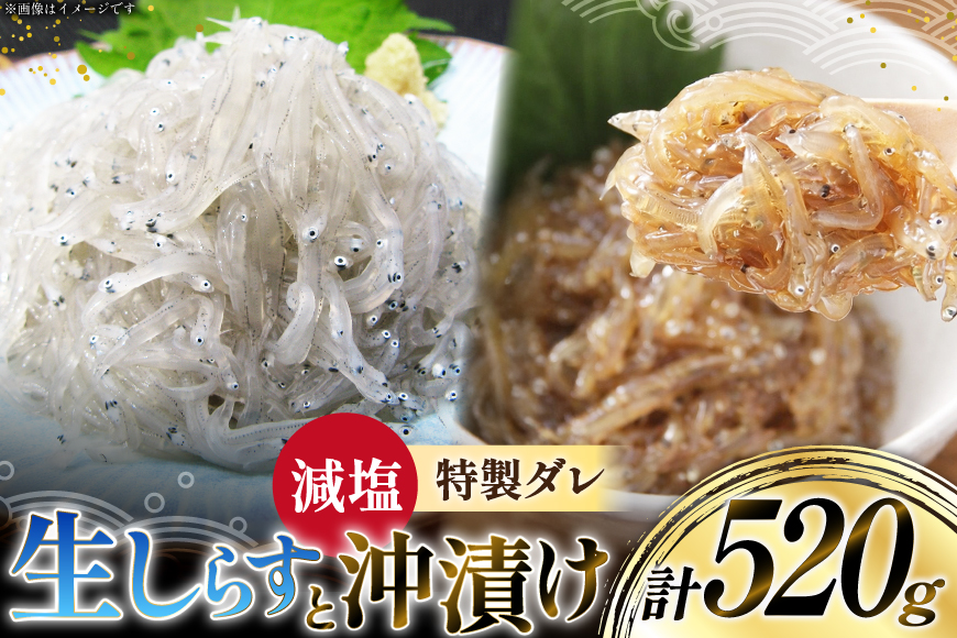 生しらす 160ｇｘ2パック と沖漬け 100g × 2パック 計520g 食べ比べ 小分け セット [丸三水産 静岡県 吉田町 22424697] しらす シラス 冷凍 海鮮 ご飯のお供