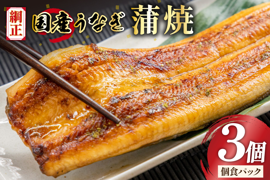 うなぎ 国産 蒲焼 65g×3切【有機原材料使用たれ】 [フーズ・ユー 静岡県 吉田町 22424524] 綱正 鰻 ウナギ unagi 蒲焼き うなぎ蒲焼き うなぎ蒲焼 鰻蒲焼 冷蔵