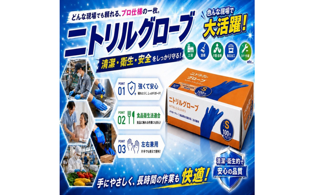 ニトリルグローブS　100枚入り　3箱