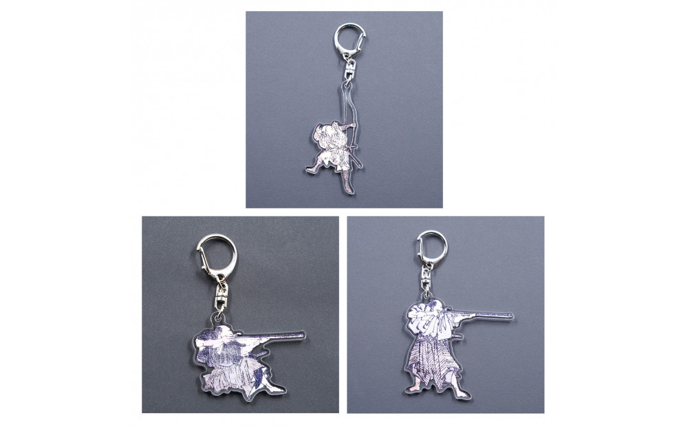 オリジナル【北斎漫画アクリルキーホルダー】３点セット／名古屋刀剣博物館