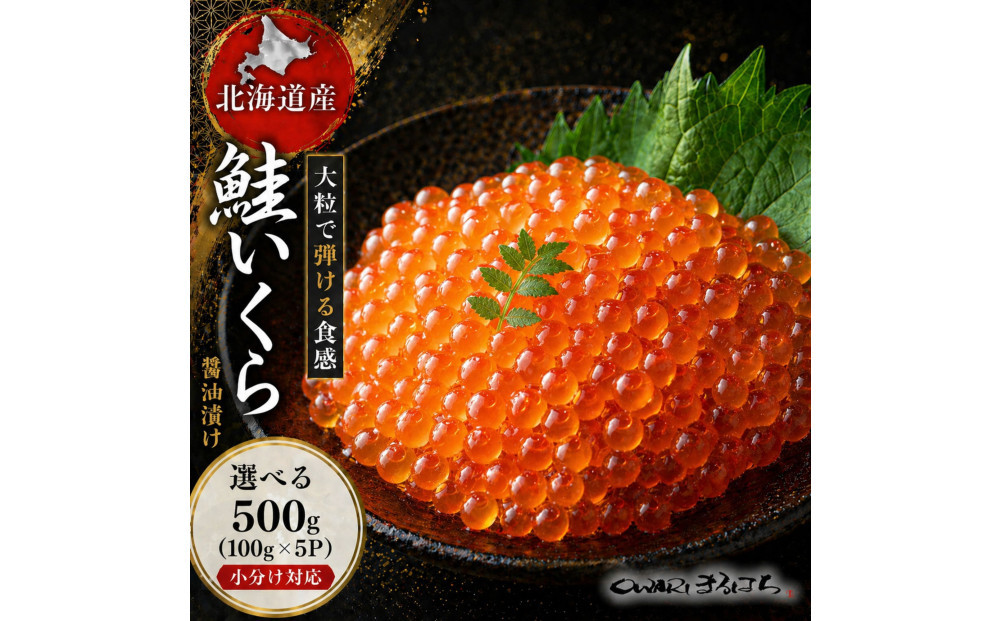 いくら 醤油漬け 500g (100g×5P) 北海道 秋鮭卵 化粧箱入 冷凍 尾張まるはち | いくら イクラ いくら醤油漬け 冷凍 北海道産 鮭卵 醤油漬け 化粧箱入り 贈答用 高級 グルメ 人気 おすすめ 海鮮 魚卵 送料無料