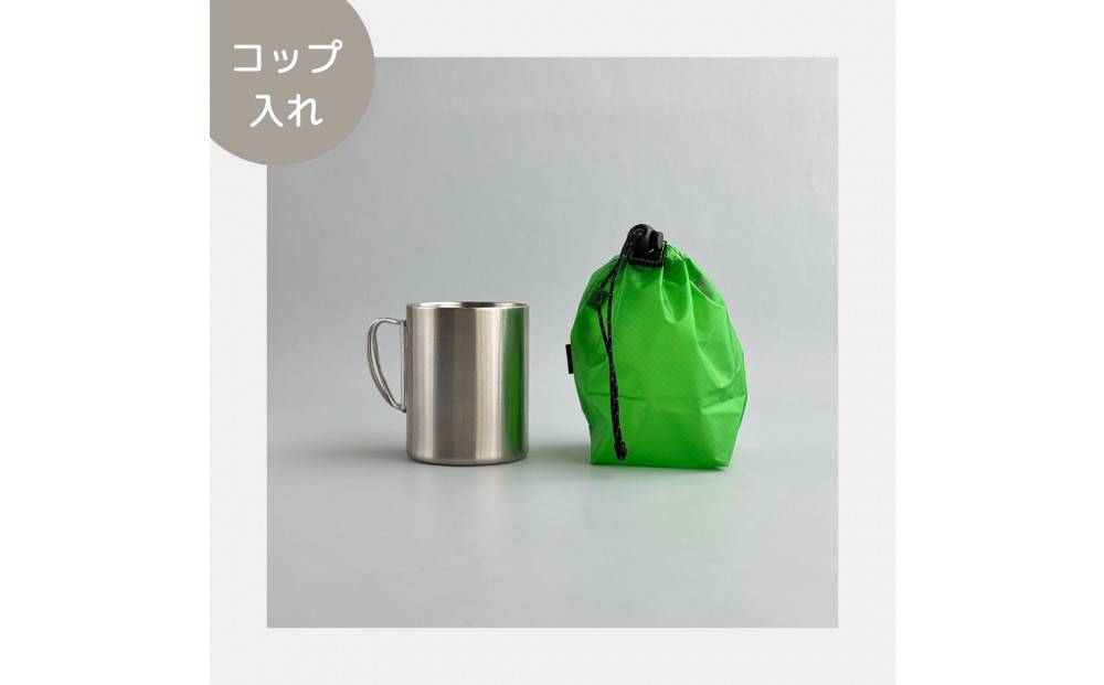 【XS 0.5L・緑】　手のひらサイズの軽量ナイロン巾着袋