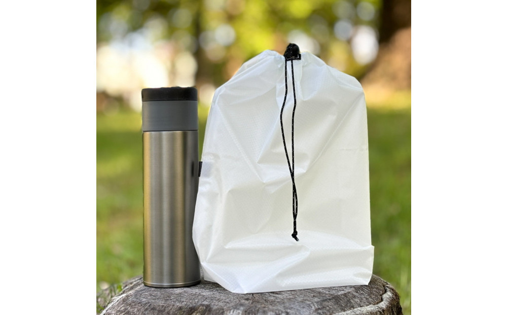 【L・5L・白】 大きめナイロン巾着袋　スタッフバッグ　スタッフサック　バッグインバッグ　着替え袋