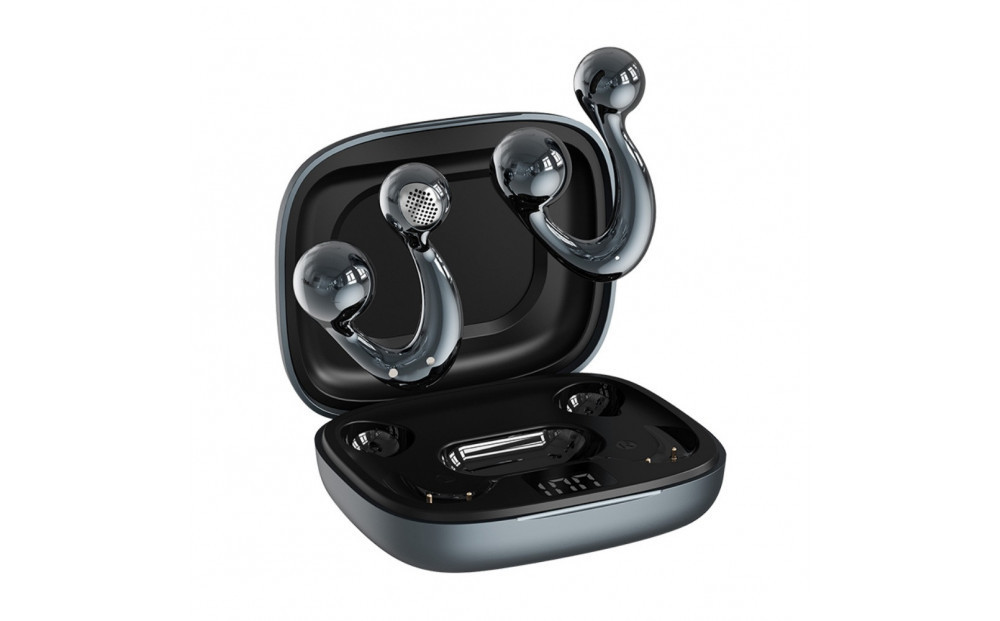 【グレー】イヤリング型ワイヤレスイヤホン Bluetooth6.1 空気伝導 TWS OWS ヘッドセット 耳を塞がない スタイリッシュ 安定装着 生活防水 高級感 HiFi 高音質 マイク内蔵 ENCノイズキャン 新モデル 小型軽量 Type-C充電 iOS/Android/Windows 多機種対応【PL保険加入済み製品・安心】