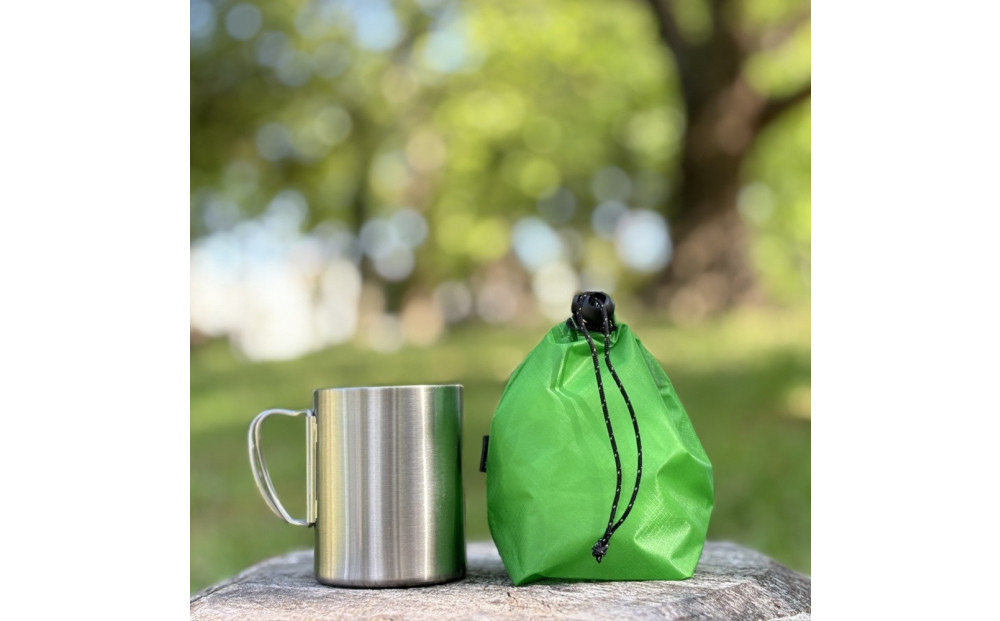 【XS 0.5L・緑】　手のひらサイズの軽量ナイロン巾着袋