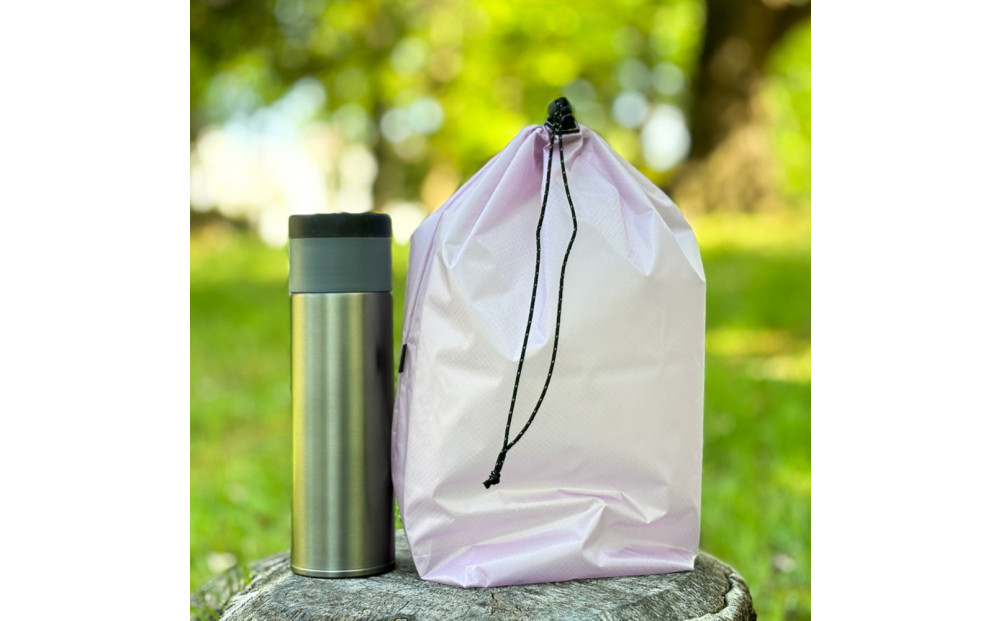 【L・5L・薄紫】 大きめナイロン巾着袋　スタッフバッグ　スタッフサック　バッグインバッグ　着替え袋